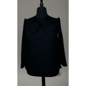 Pleione Anthropology Blouse Top Size XL Black Portrait Off  Shoulder Evening